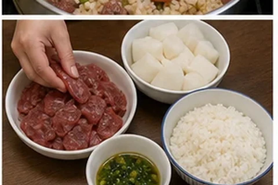 牛肉萝卜蒸饭葱油版 第1步操作图