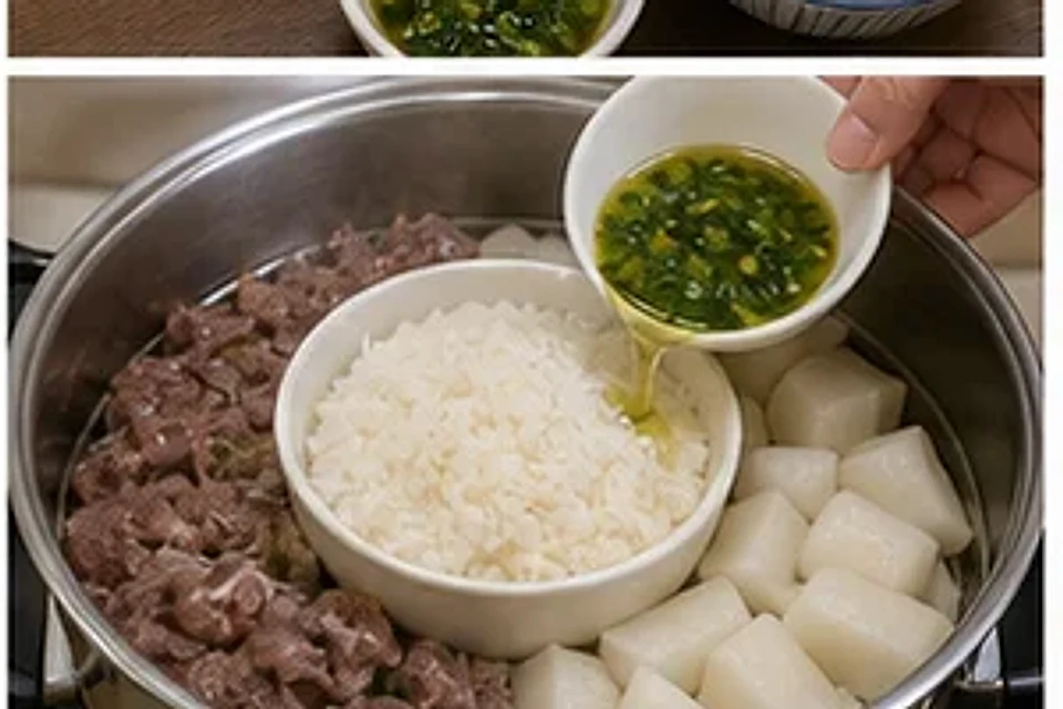 牛肉萝卜蒸饭葱油版 第2步操作图