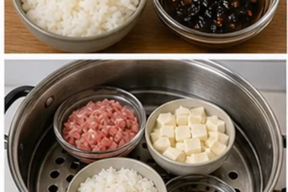 豆腐肉饼蒸饭豉汁版 第2步操作图