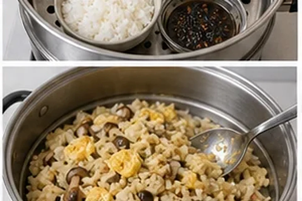 菌菇鸡蛋蒸饭豉汁版 第3步操作图