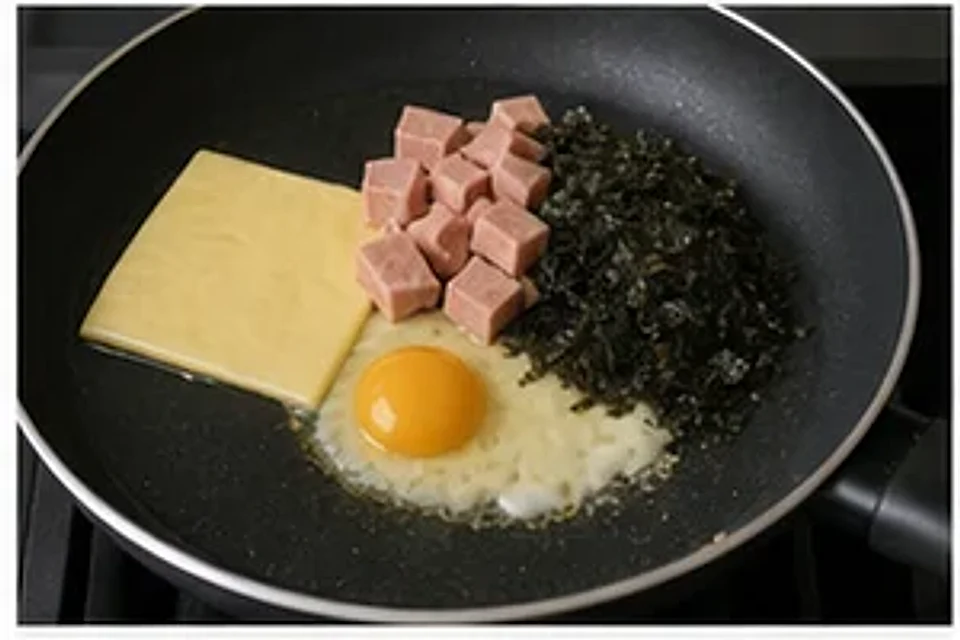紫菜午餐肉饼芝士版 第2步操作图