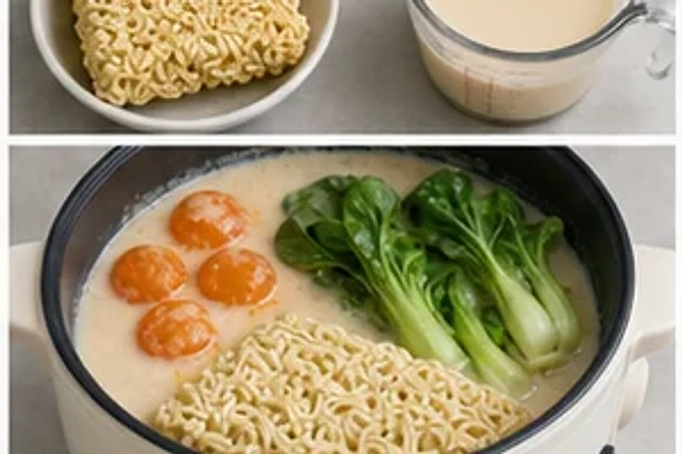 咸蛋黄泡面浓汤豆乳版 第2步操作图