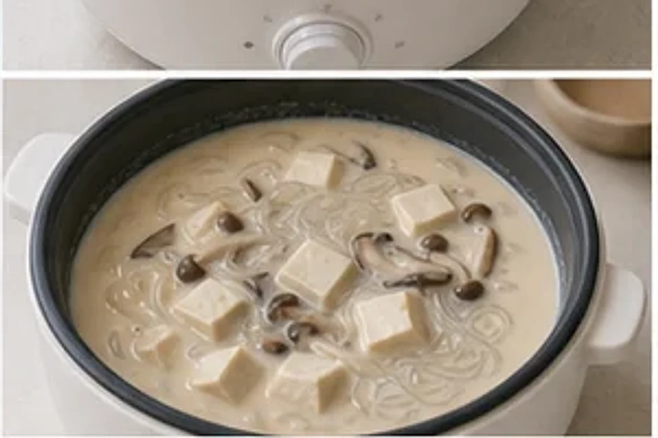 菌菇豆腐浓汤豆乳版 第3步操作图