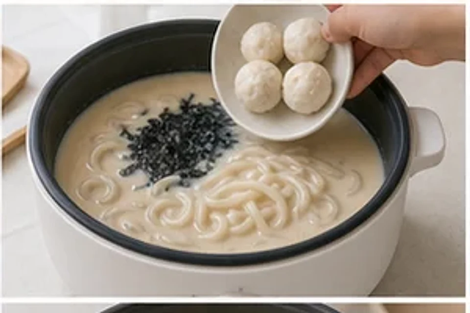海苔鱼丸浓汤豆乳版 第2步操作图