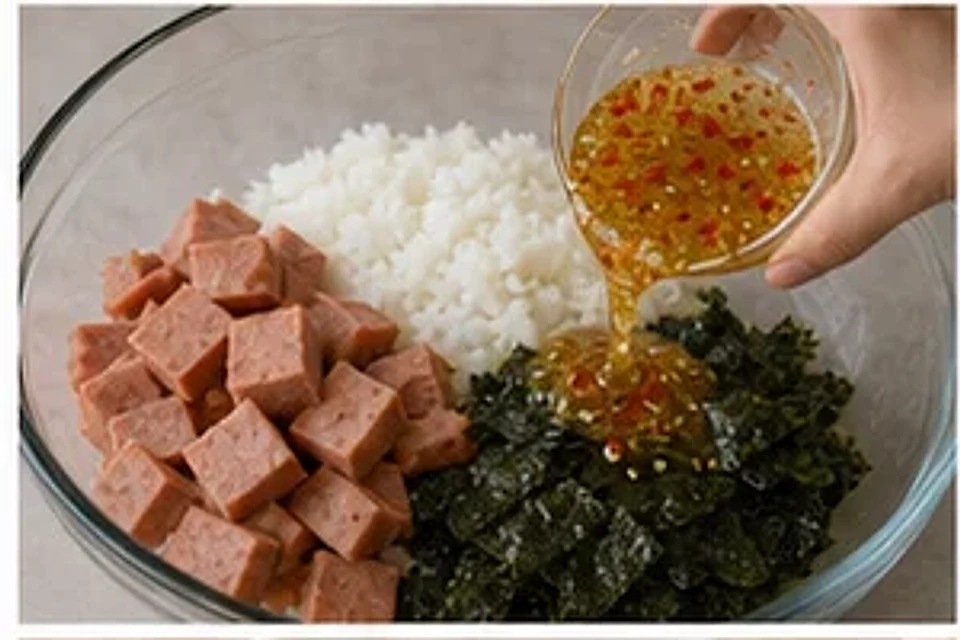 午餐肉紫菜饭团酸辣版 第2步操作图