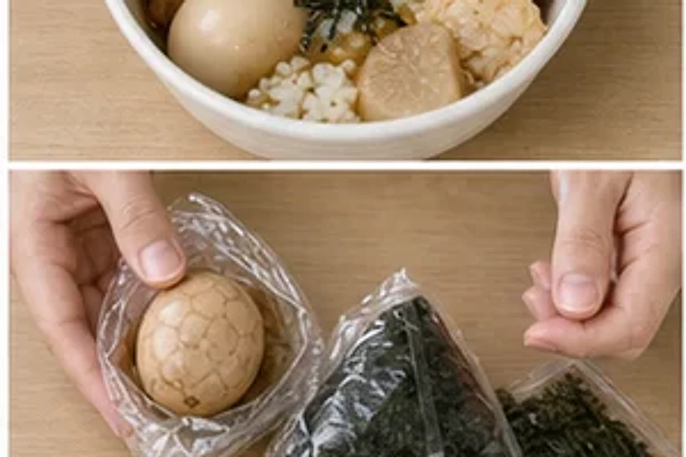 便利店组合茶叶蛋饭团碗热拌版 第1步操作图