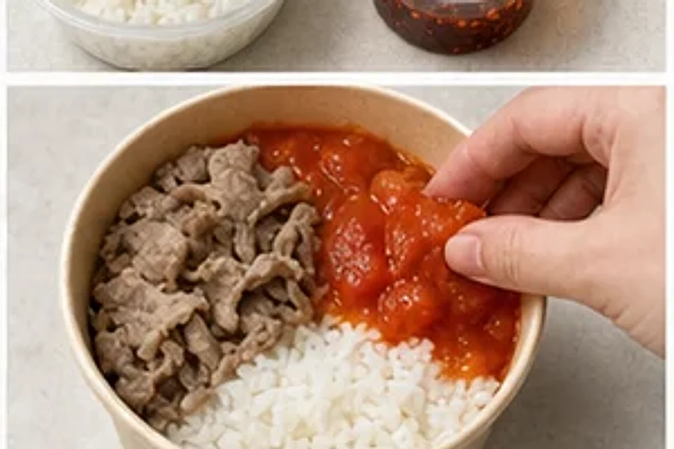 火锅店隐藏番茄牛肉拌饭香辣版 第2步操作图