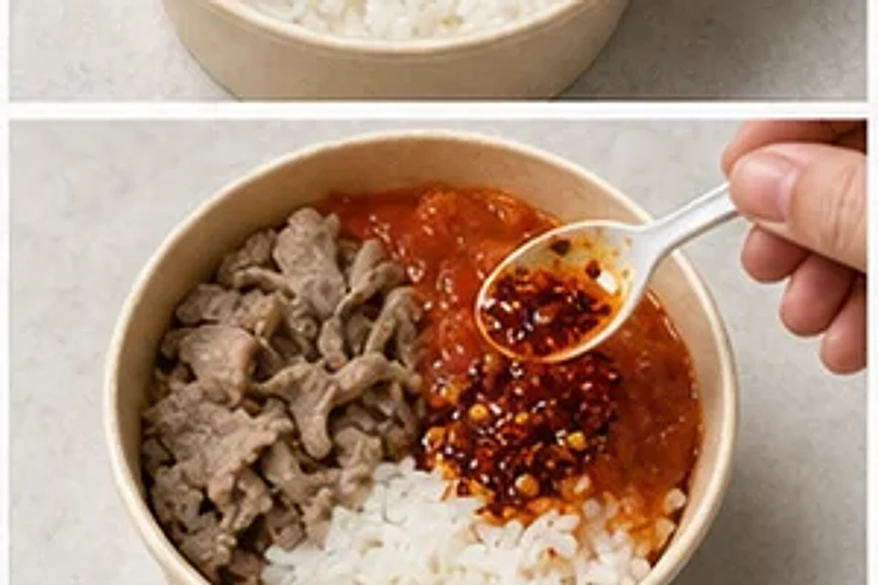 火锅店隐藏番茄牛肉拌饭香辣版 第3步操作图