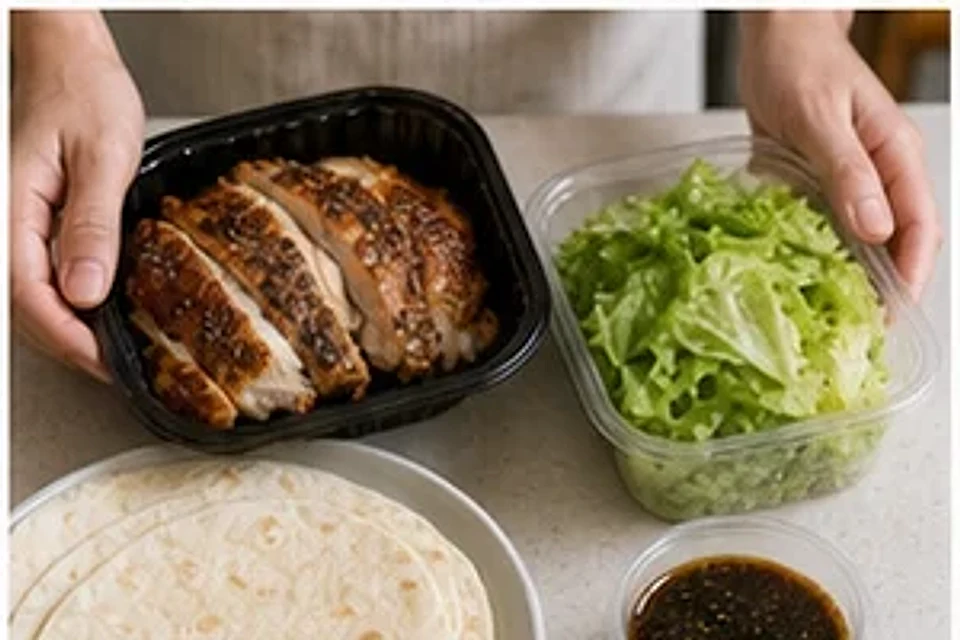 超市熟食隐藏烤鸡蔬菜卷黑椒版 第1步操作图