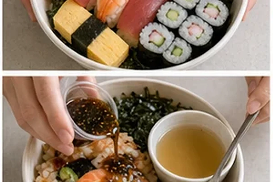 超市熟食隐藏寿司茶泡饭黑椒版 第3步操作图