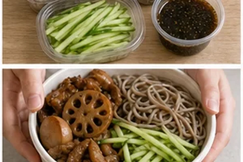 超市熟食隐藏卤味荞麦面黑椒版 第2步操作图