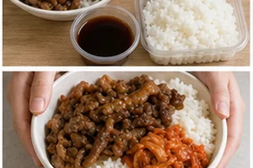 超市熟食隐藏烤肉泡菜饭照烧版 第2步操作图