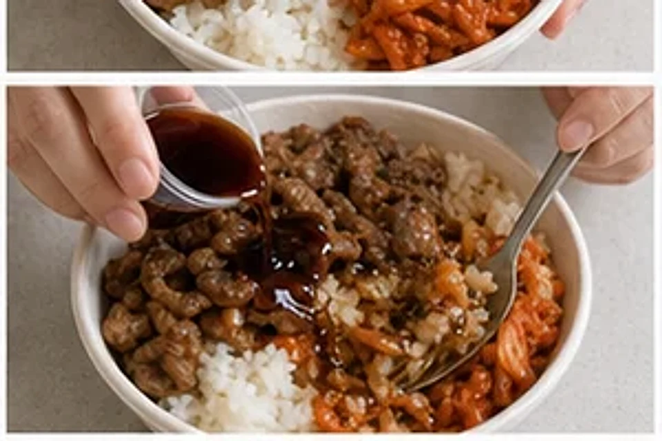 超市熟食隐藏烤肉泡菜饭照烧版 第3步操作图