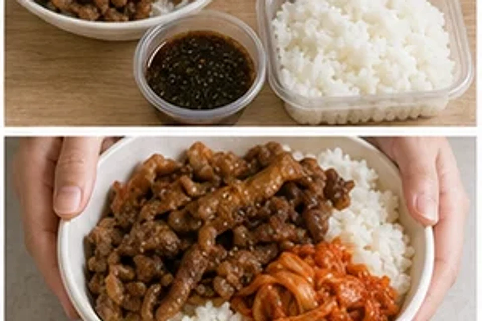 超市熟食隐藏烤肉泡菜饭黑椒版 第2步操作图