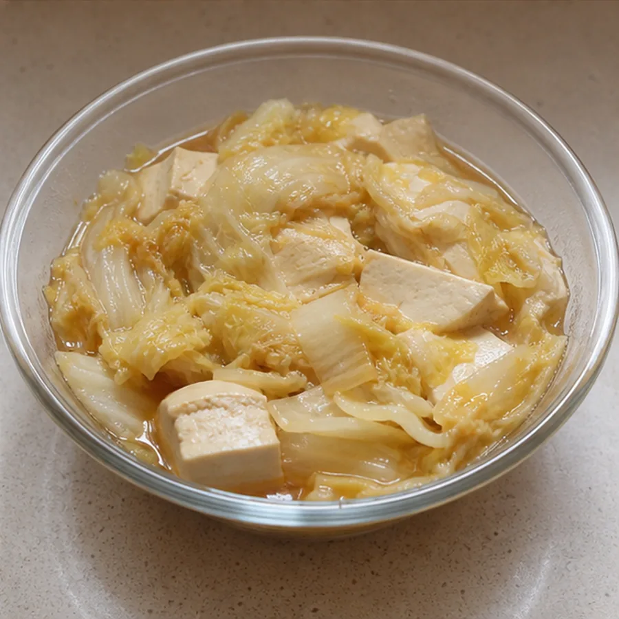 微波白菜炖豆腐 第3步操作图
